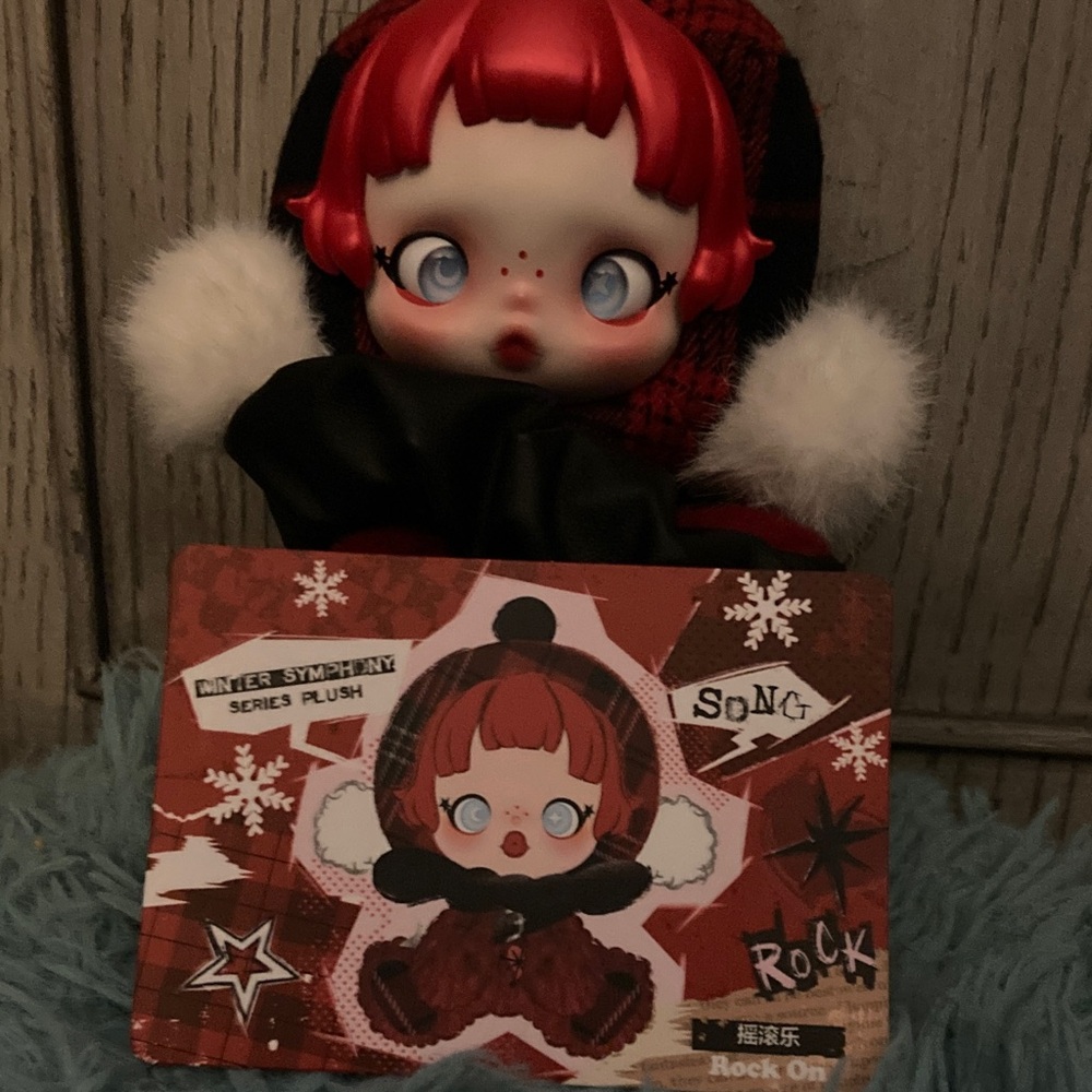 Authentic Skullpanda movable eyes Red and Black Winter Symphony Plush Doll